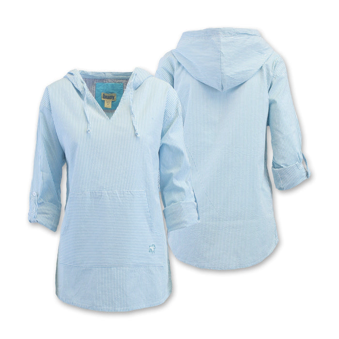 Georgia "Baja State" Long Sleeve Seersucker Pullover