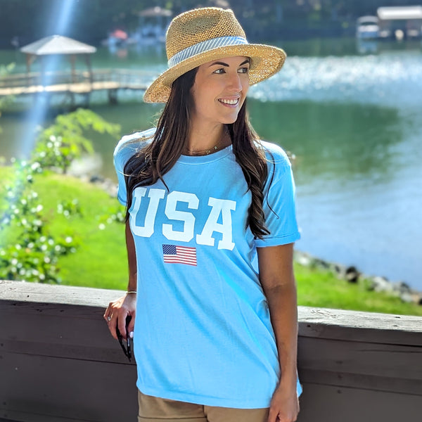 USA Flag Vintage Washed Boyfriend Tee