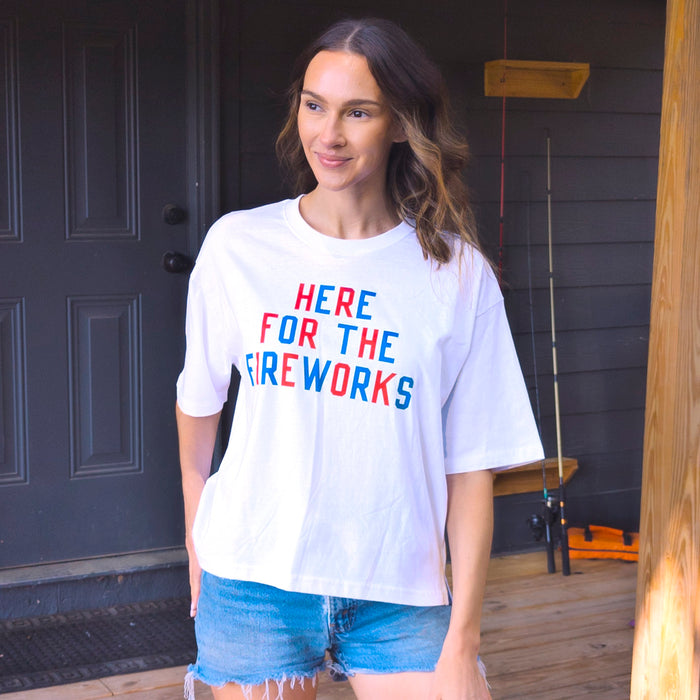 Here For The Fireworks Waist Length Tee