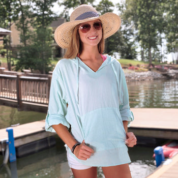 Texas "Baja State" Long Sleeve Seersucker Pullover