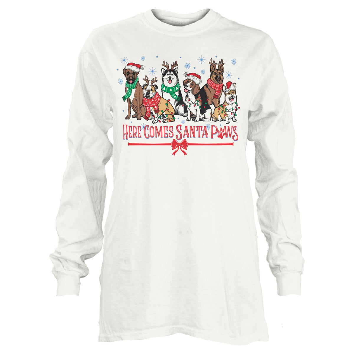 Christmas Dogs Long Sleeve 100% cotton Unisex Tee