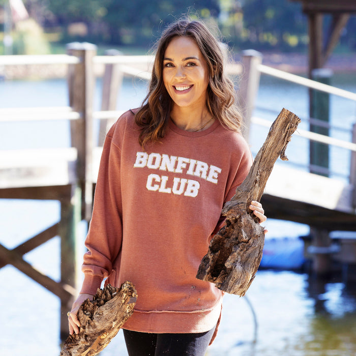 Bonfire Club Chenille Applique Melange Poncho Fleece