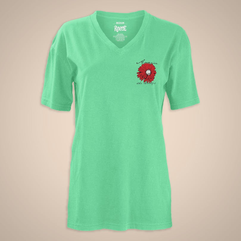 Floral Flag Vee-Neck