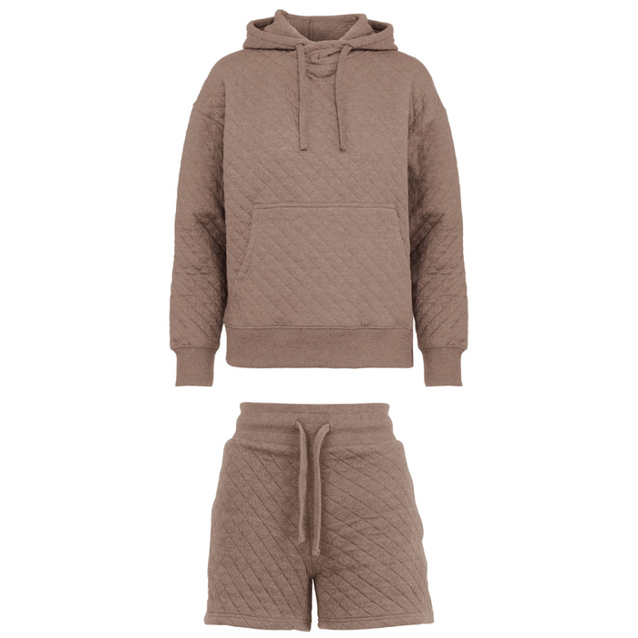 Quilted Comfort Set: Shorts & Hoodie (Toasted Almond)