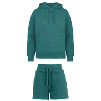 Quilted Comfort Set: Shorts & Hoodie (Emerald)