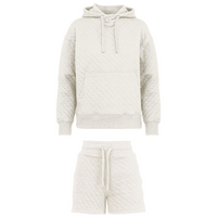 Quilted Comfort Set: Shorts & Hoodie (Ivory)