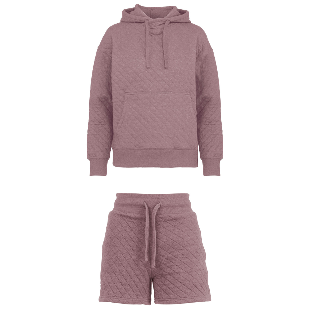 Quilted Comfort Set: Shorts & Hoodie (Mauve)