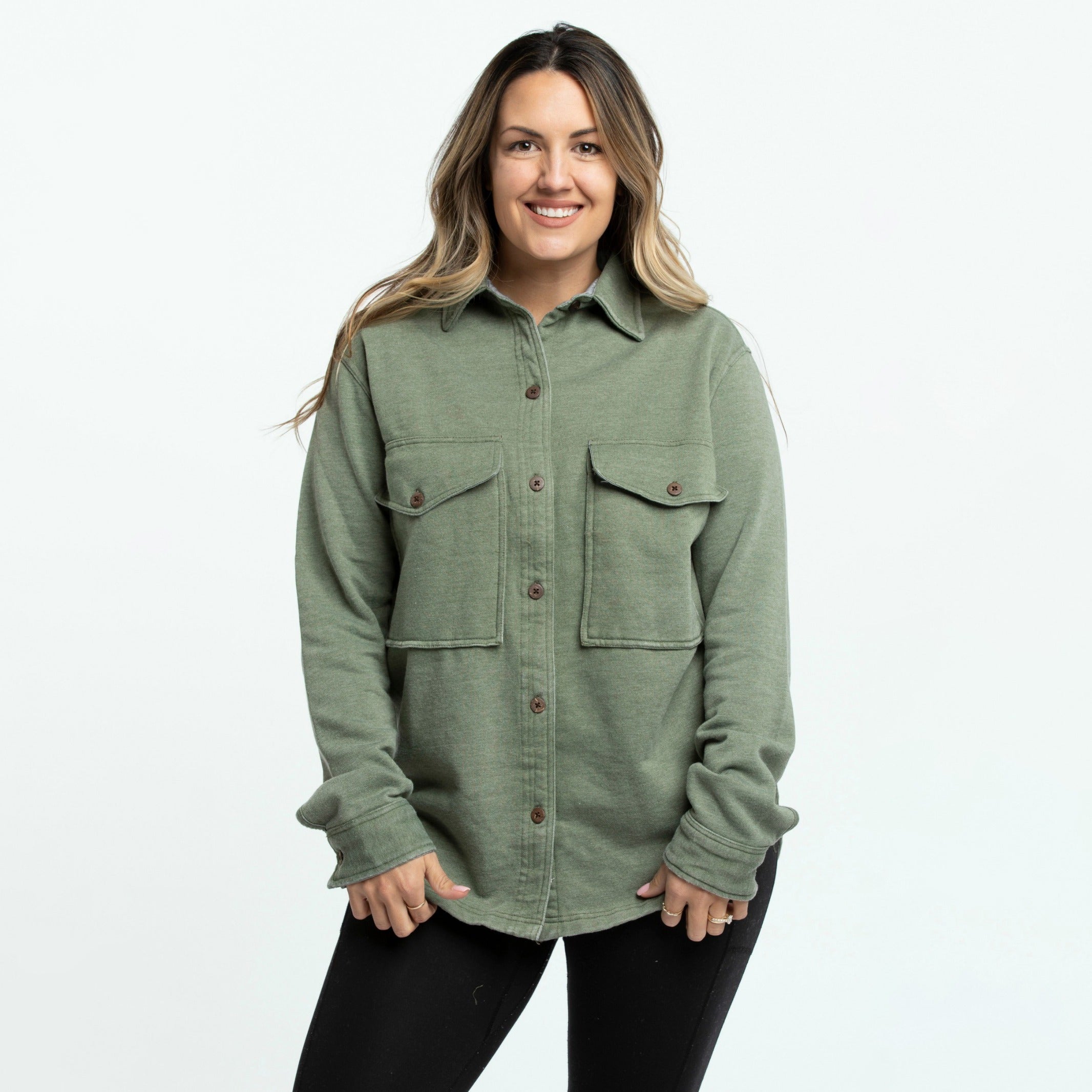 Womens khaki clearance shacket