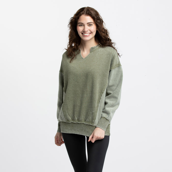 Natalia Vintage Washed V Neck Fleece