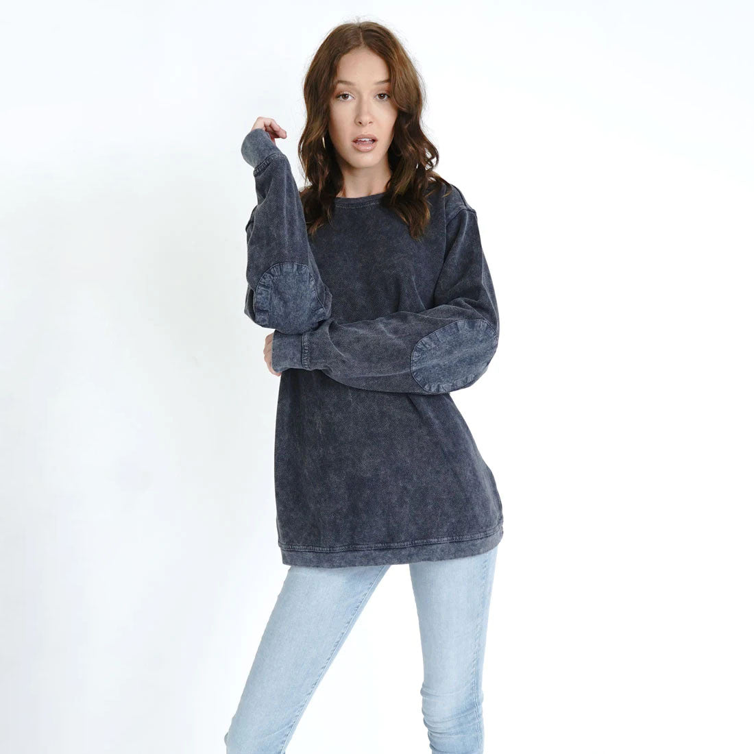 Pique Textured Boyfriend Pullover