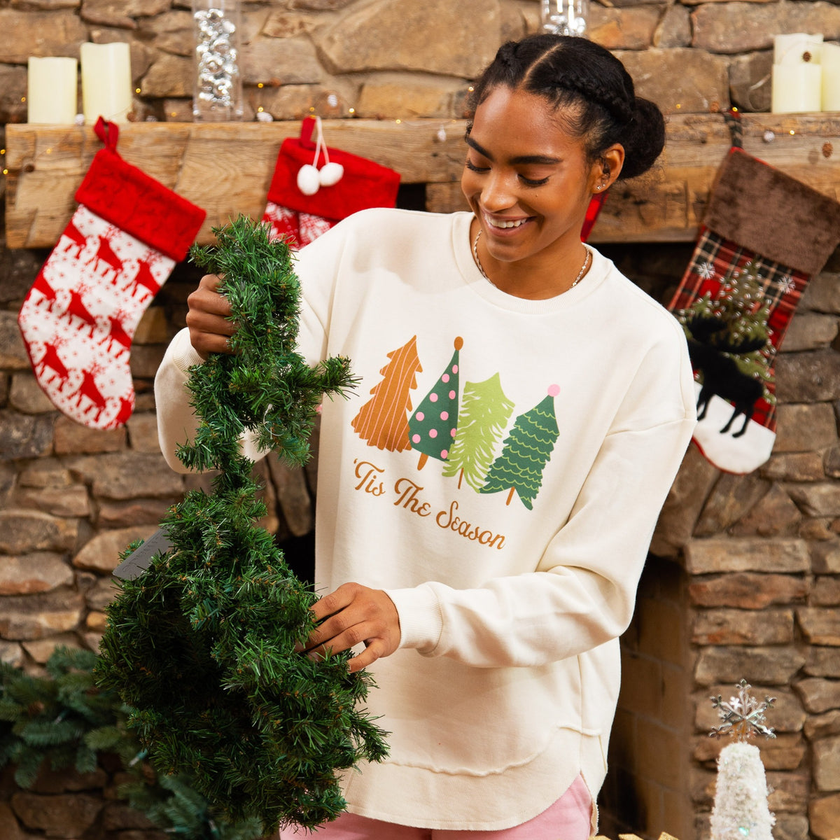 Season Trees Vintage Washed Poncho Fleece