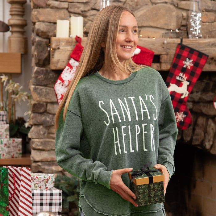 Santa's Helper Vintage Washed Poncho Fleece