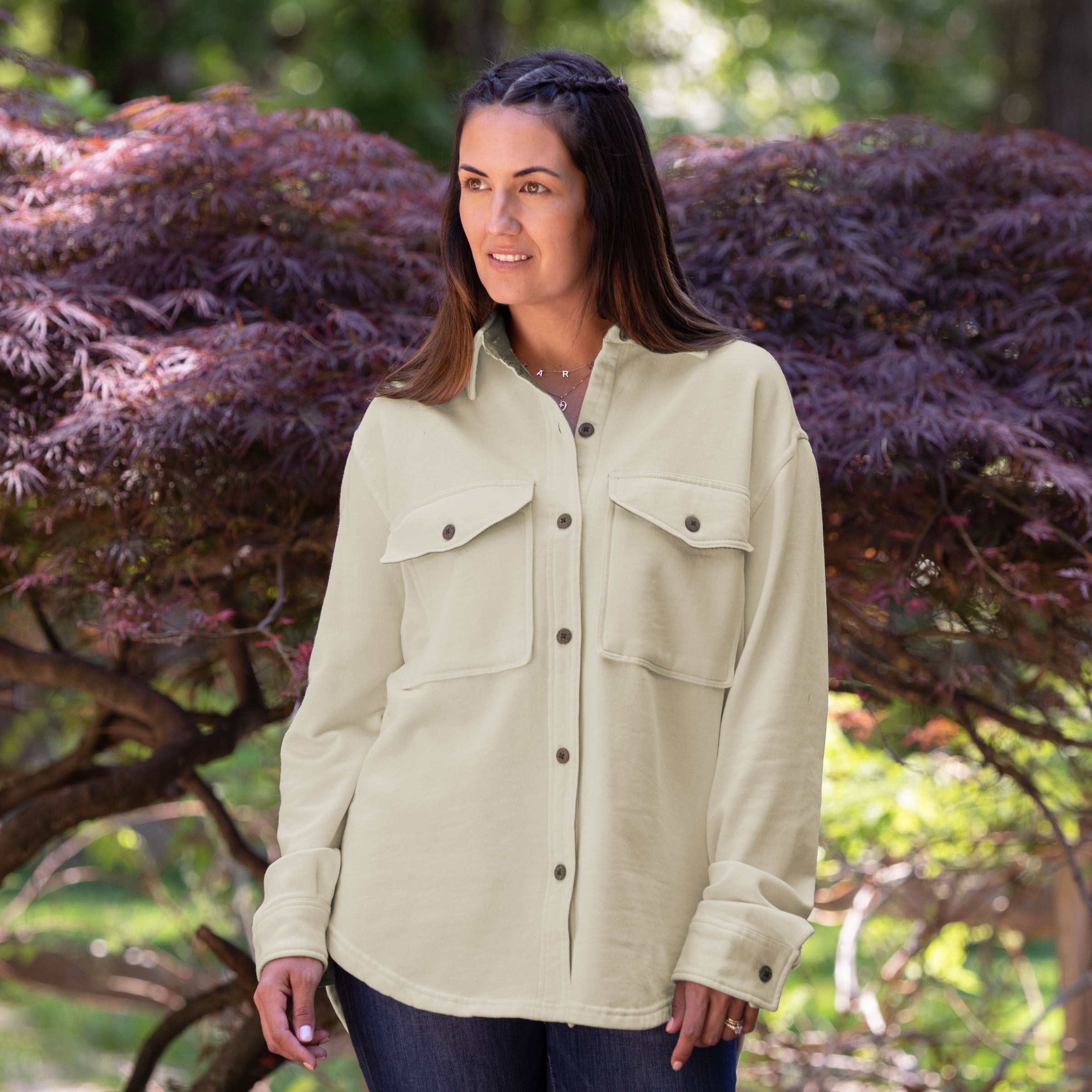 Khaki hot sale shacket women's