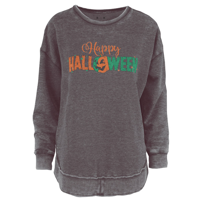 Happy Halloween Vintage Washed Poncho Fleece