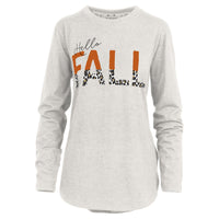 Hello Fall Leopard Melange Long Sleeve Tee