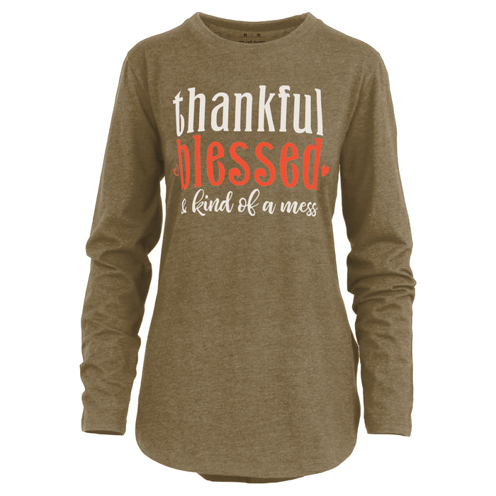 Thankful Blessed Melange Long Sleeve Tee