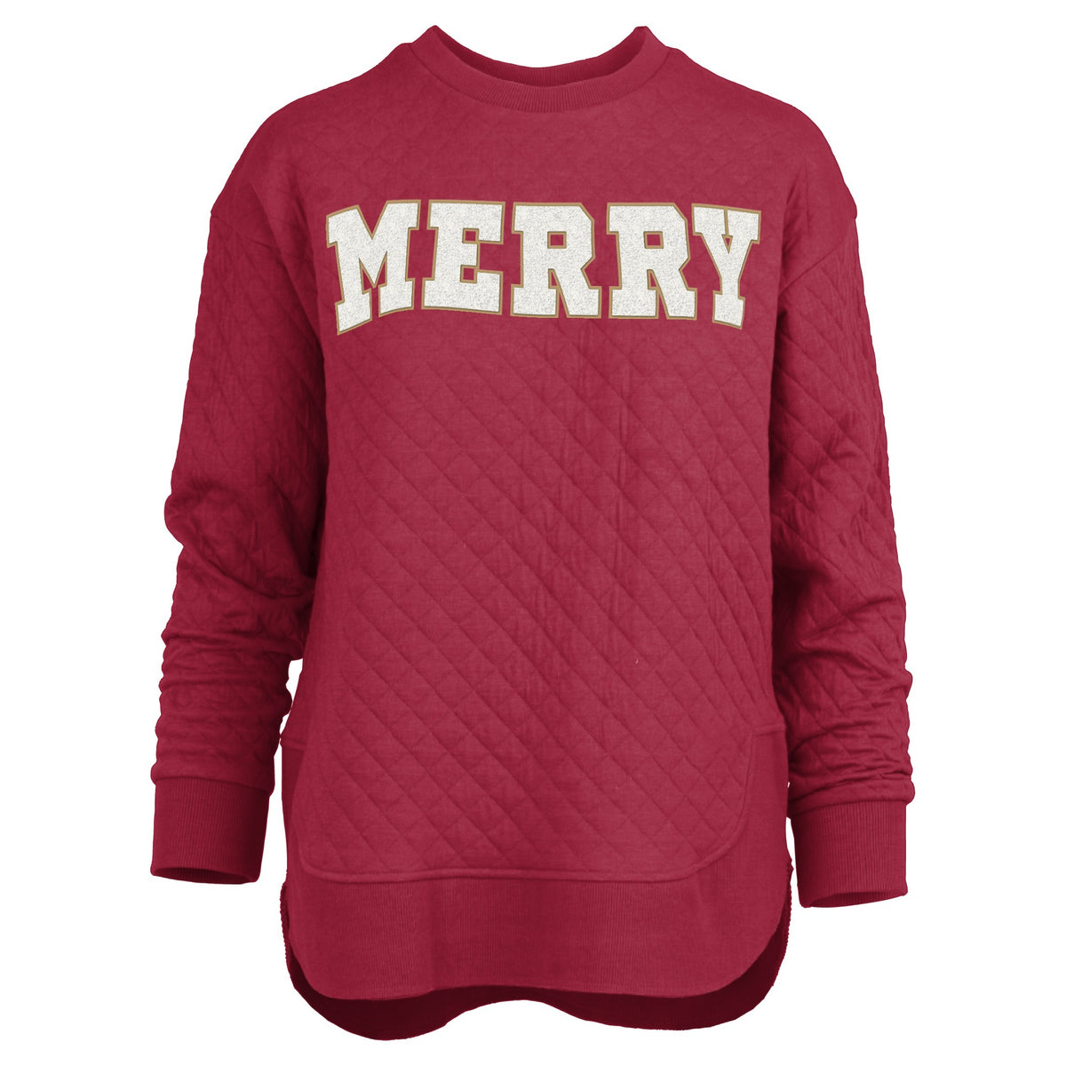 Merry Letterman Chenille Quilted Poncho Top