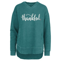 Thankful Melange V Neck Poncho Fleece