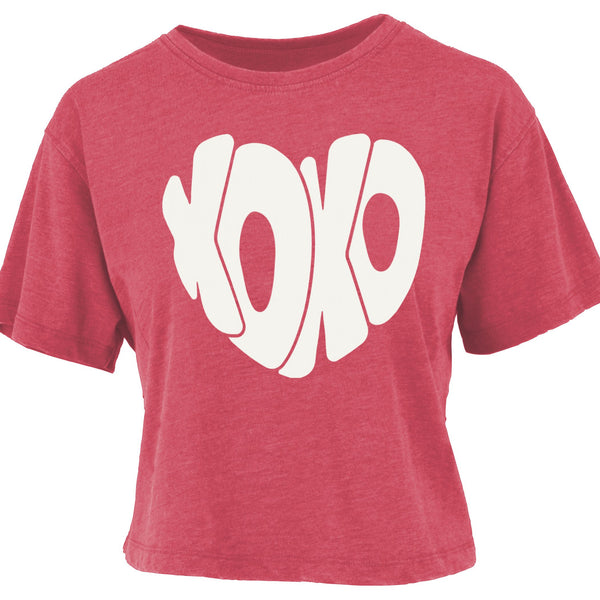 XOXO Heart Vintage Washed Crop Tee