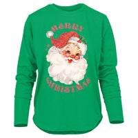 Glitter Santa Long Sleeve 100% Cotton Tee