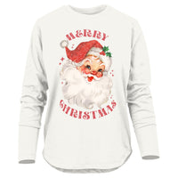 Glitter Santa Long Sleeve 100% Cotton Tee