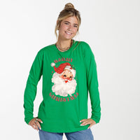 Glitter Santa Long Sleeve 100% Cotton Tee