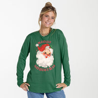 Glitter Santa Long Sleeve 100% Cotton Tee