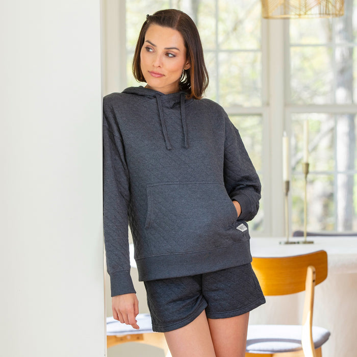 Quilted Comfort Set: Shorts & Hoodie (Black)