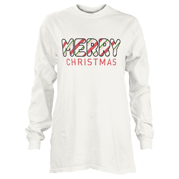 Peppermint Stick Long Sleeve 100% Cotton Tee