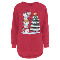 Stacked Snowmen Melange Poncho Fleece