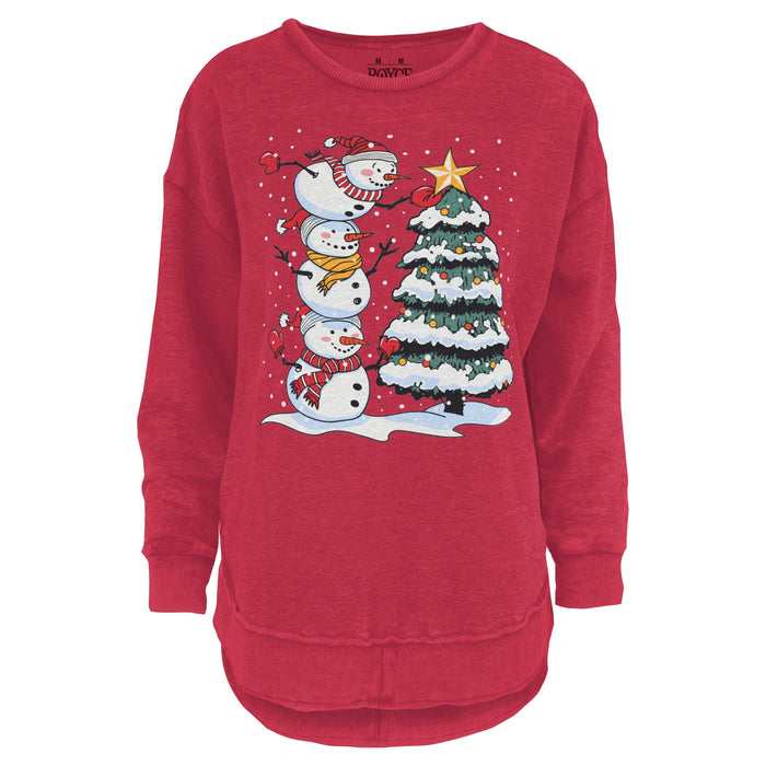 Stacked Snowmen Melange Poncho Fleece