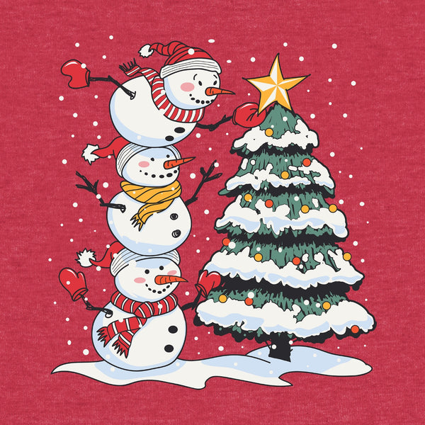 Stacked Snowmen Melange Poncho Fleece