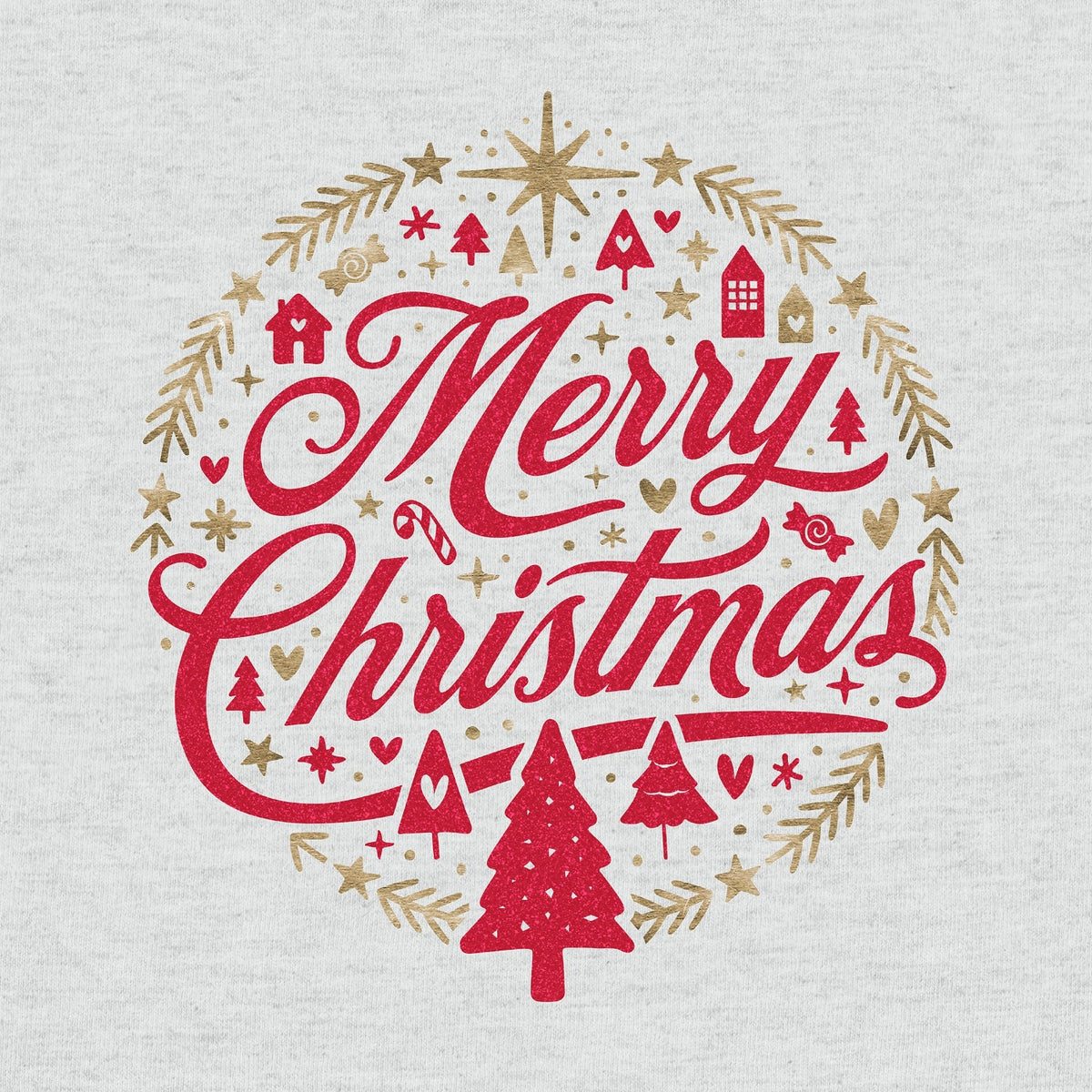 Merry Christmas Metallic Printed Melange Poncho Fleece