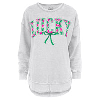 Arched Lucky Bow Melange Poncho Fleece