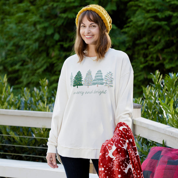 Merry Trees Melange Poncho Fleece