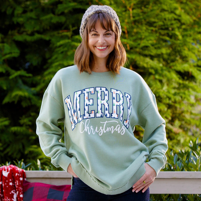 Merry Little Trees Melange Poncho Fleece