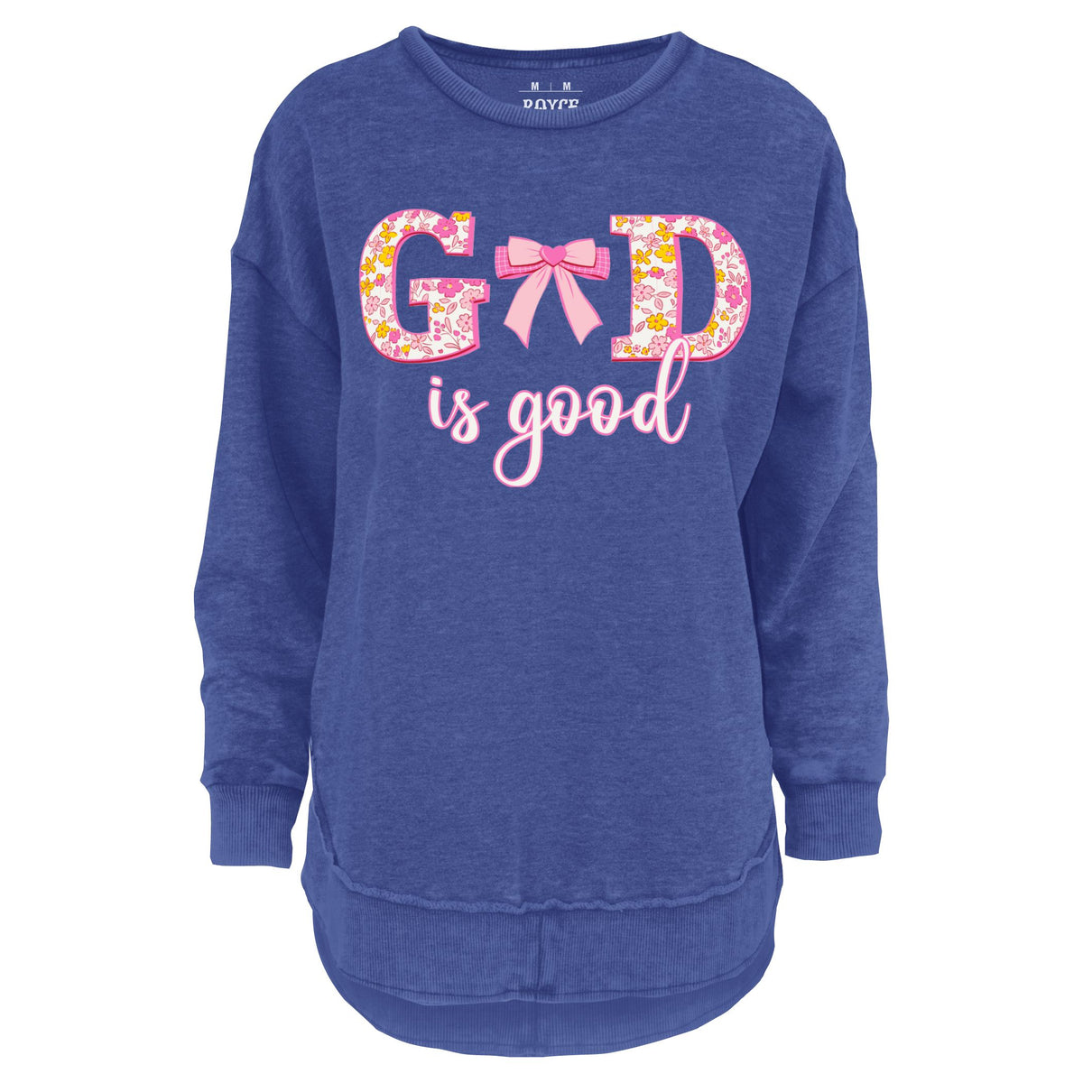 God Is Good Bow Melange Poncho Fleece