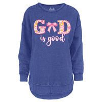 God Is Good Bow Melange Poncho Fleece