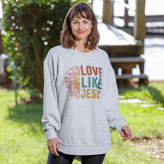 Love Like Jesus Melange Poncho Fleece