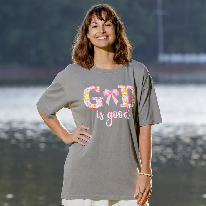God is Good Bow Unisex Vintage Washed Tee
