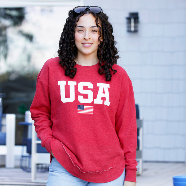 Flag USA Melange Poncho Fleece