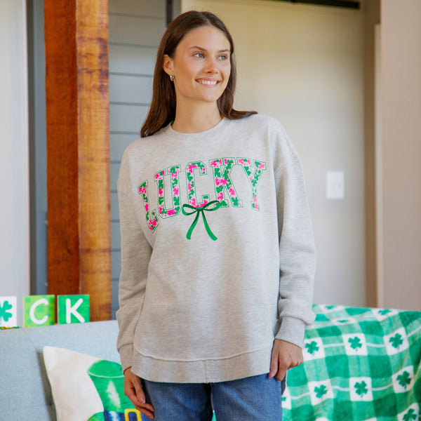 Arched Lucky Bow Melange Poncho Fleece