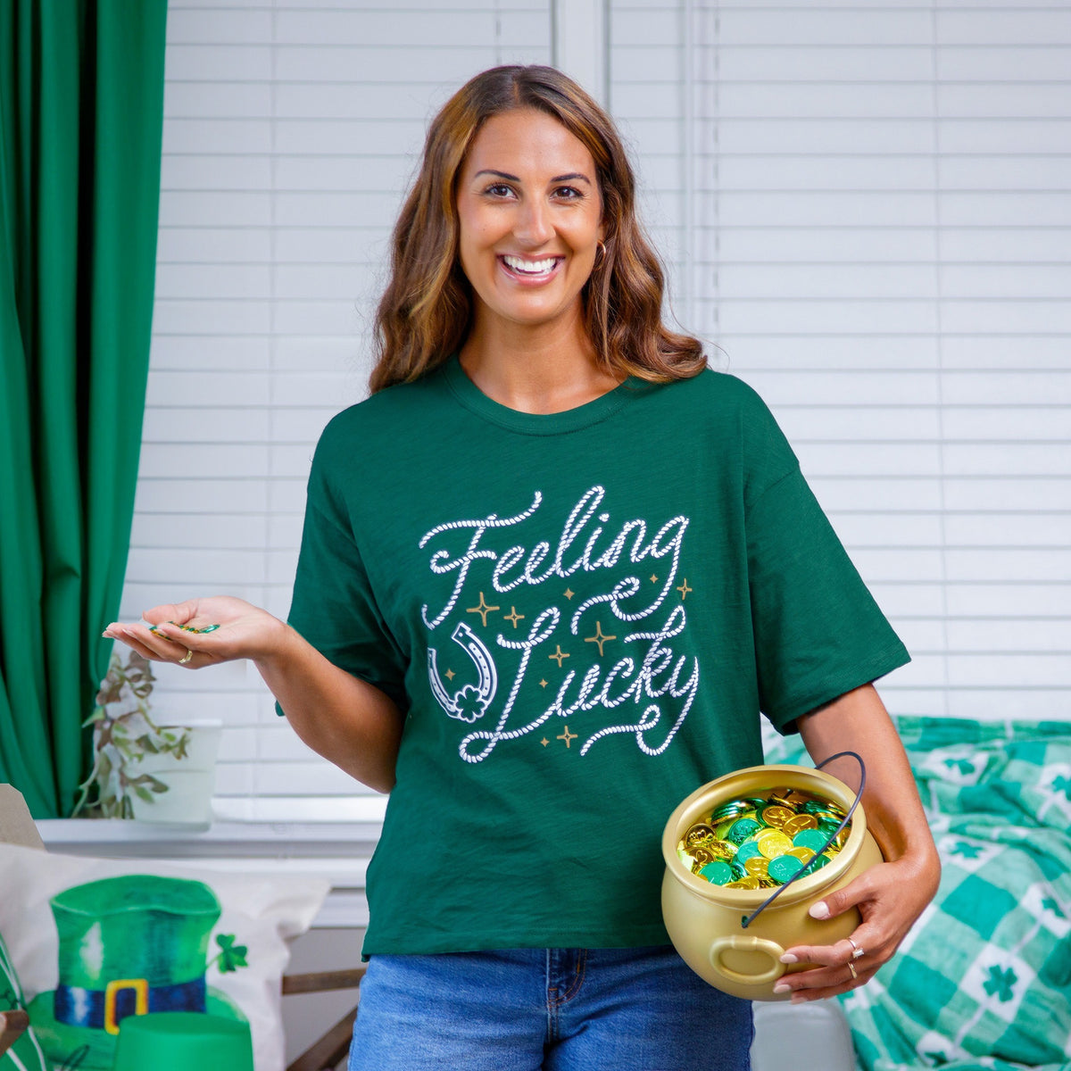 Feeling Lucky Puff Printed Motley Slub Tee