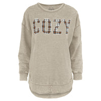 Cozy Applique Melange Poncho Fleece