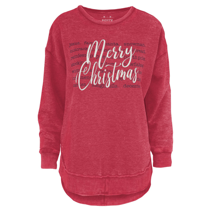 Christmas Words Melange Poncho Fleece
