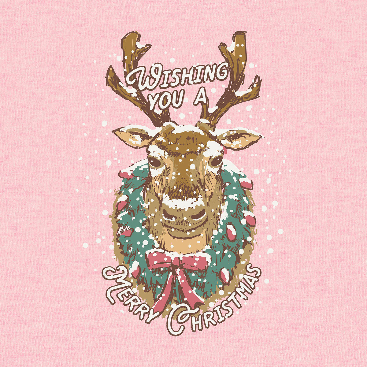 Reindeer Merry Christmas Melange Poncho Fleece