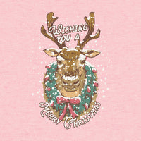 Reindeer Merry Christmas Melange Poncho Fleece
