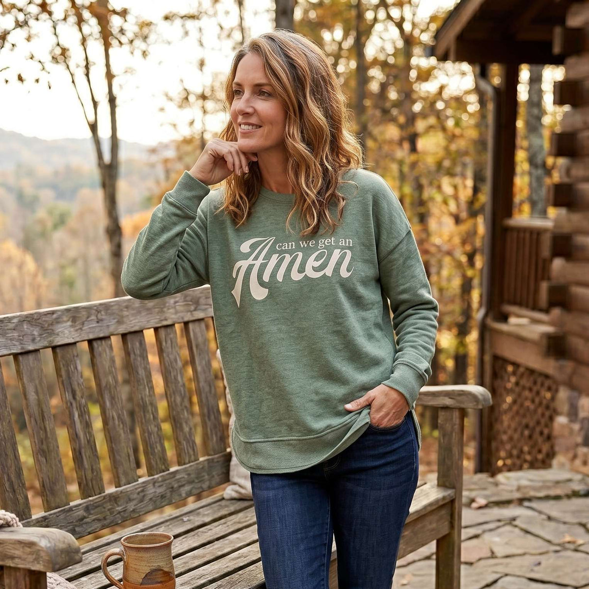 Can We Get an Amen Melange Poncho Fleece
