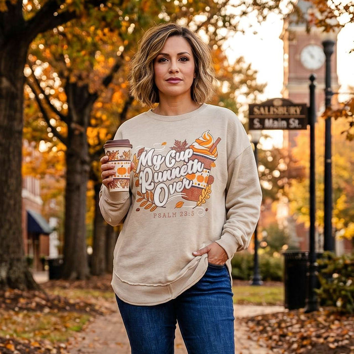 Cup Runneth Over Melange Poncho Fleece