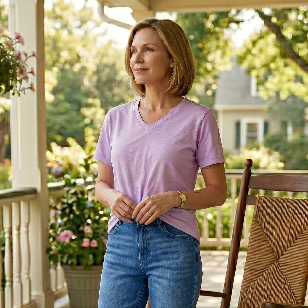 Pensacola Textured Slub V Neck Tee